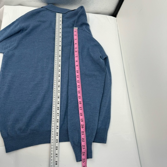 Joseph & Lyman Polo Sweater Men’s M Blue Wool Long Sleeve - Picture 6 of 7